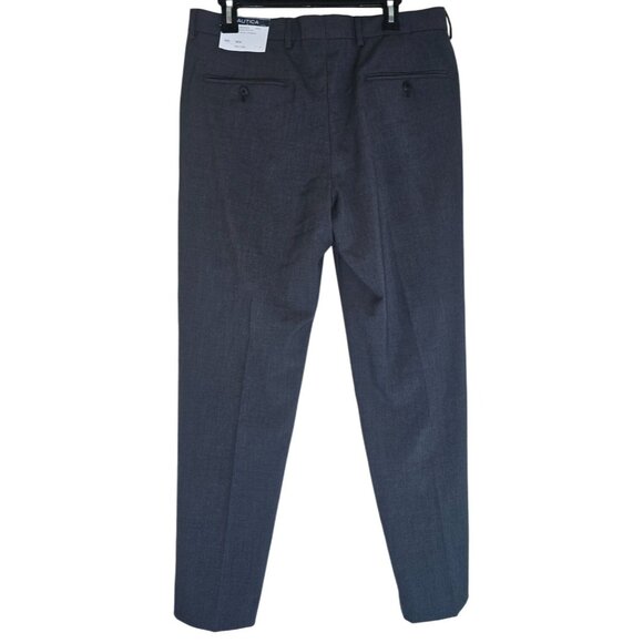 Nautica Mens Charcoal Solid Dress Pants 40S W34 Viscose/Polyester Blend Tailored - Picture 2 of 4
